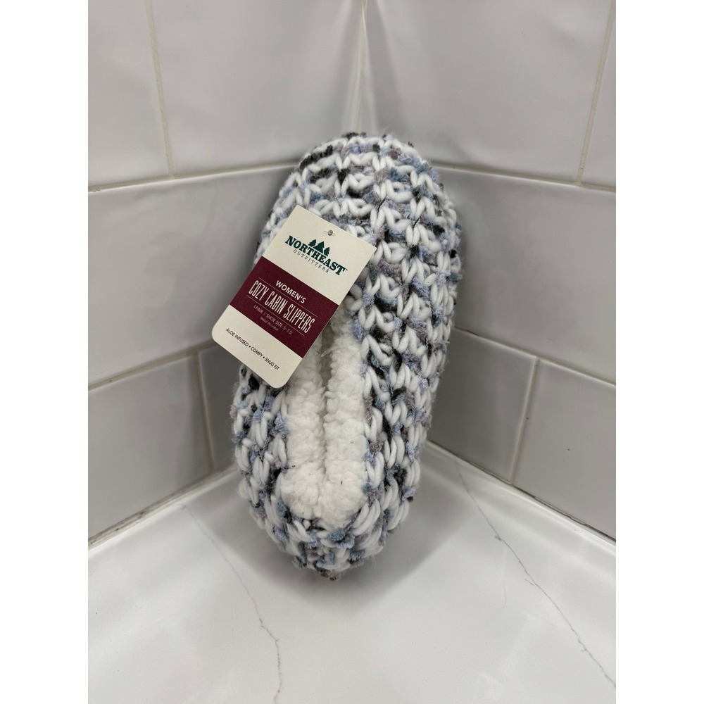 Northeast Outfitters Womens Cozy Cabin Slippers blue‎ Spacedye Aloe Infused S/M